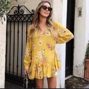 Zara floral sheer Chiffon Tunic Dress size xs